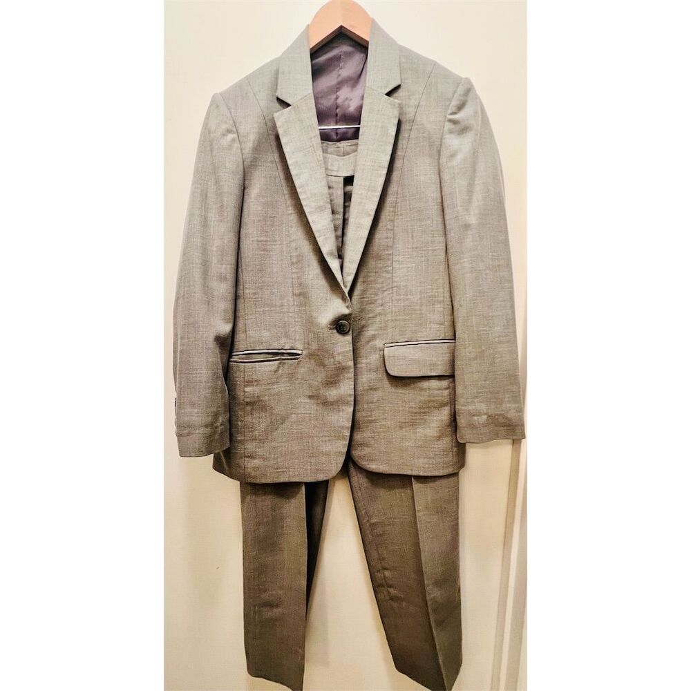 Women’s  2-Piece Notch Lapel Suit Gray Size M Formal